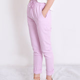 Comfy Elastic Waistband Lace Up Linen Pants