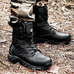 Men's High Top Waterproof Leather Military Boots