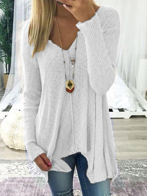 Women's Autumn V-Neck Pullover Knitted Sweater Tops