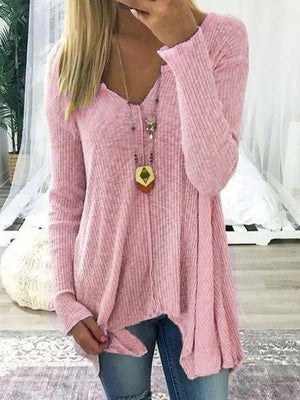 Women's Autumn V-Neck Pullover Knitted Sweater Tops