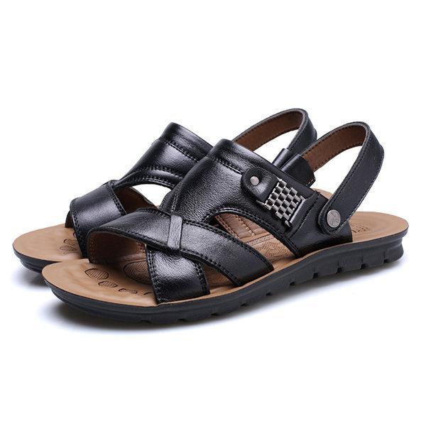 Men's Plus Size Non-slip Flat Leather Beach Sandals