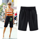 Elastic Waistband Lace Up Bermuda Beach Shorts for Women